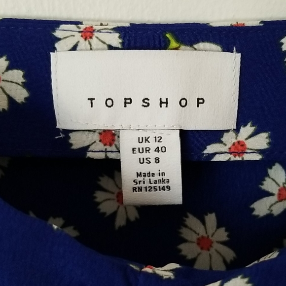 Topshop Blue Floral Print Sleeveless Top in Size 8 - Picture 2 of 10